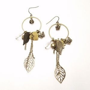 Boho Bronze Nature Inspired Cluster Dangle Earrings